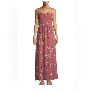 No Boundaries Juniors’ Maxi Dress Floral Pink Sleeveless Spaghetti Strap